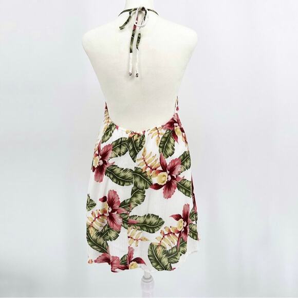 SHOW ME YOUR MUMU Tropical Aloha Blooms Halter Dress Size Medium Hawaiian Beach - Picture 5 of 10